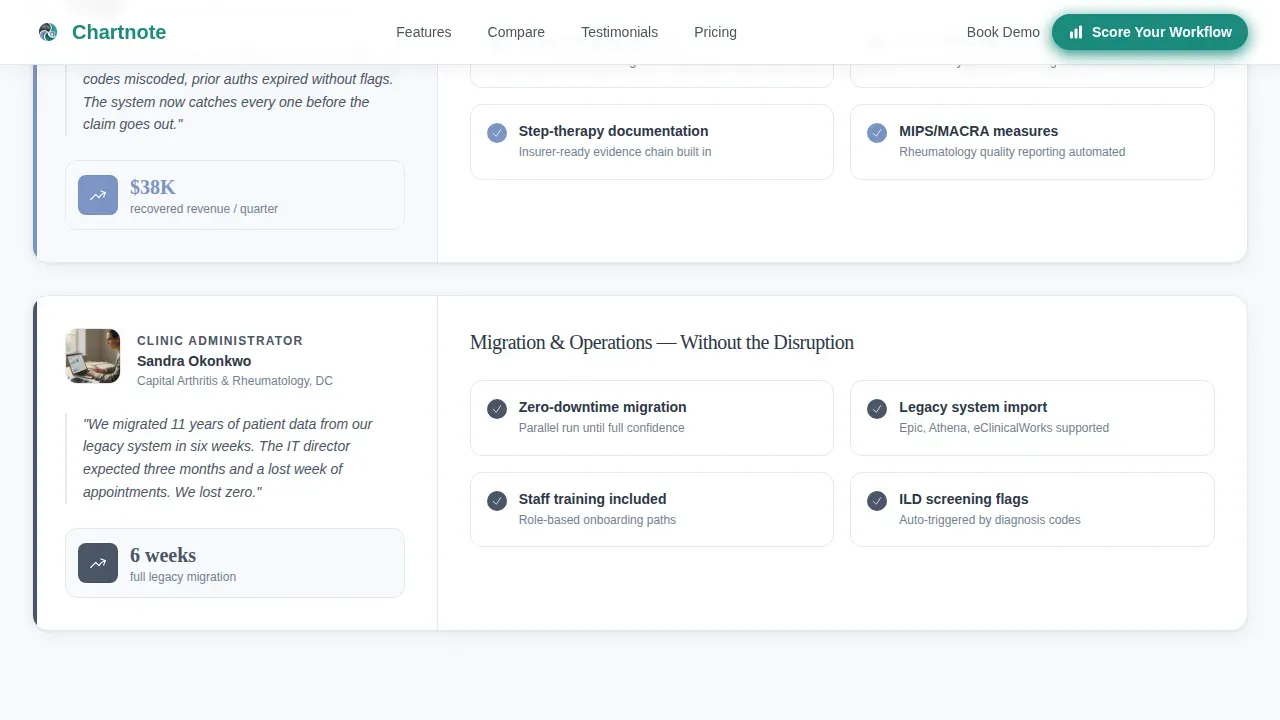 Precision Rheumatology EMR Comparison Landing Page Template
