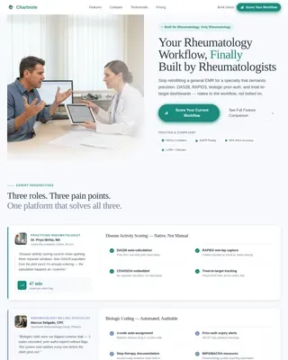 Precision Rheumatology EMR Comparison Landing Page Template