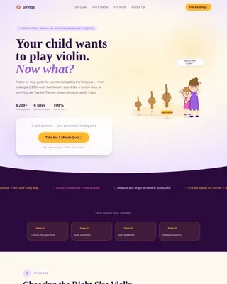 Supportive Young Musician Landing Page Template