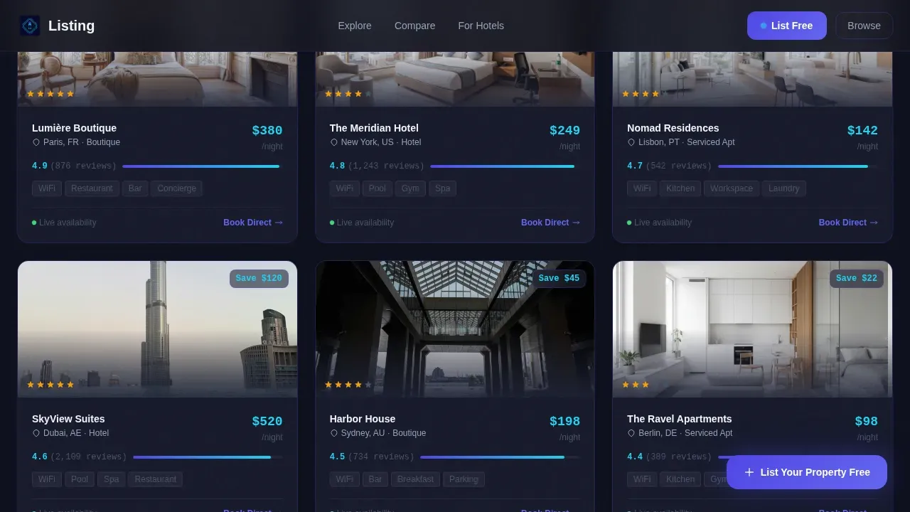 Dynamic Hospitality Network Landing Page Template
