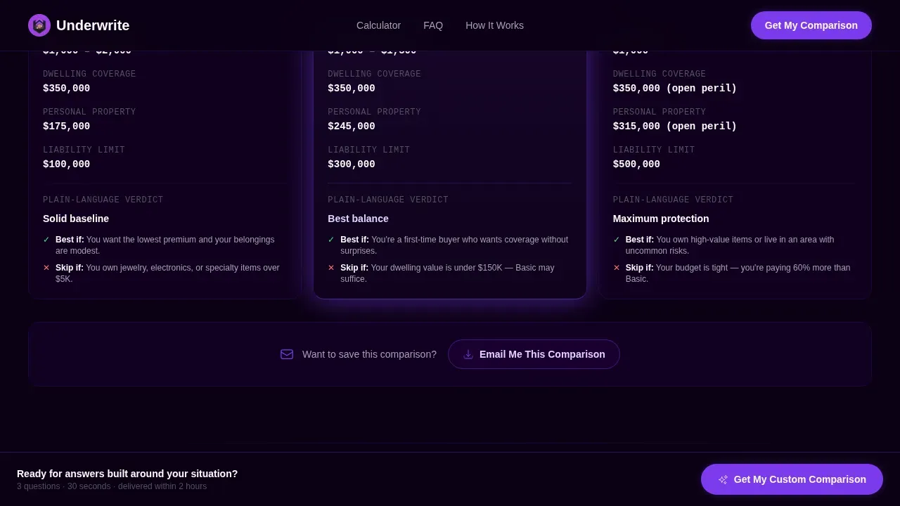 Insurance Agency Specialist Cost Calculator Website Template