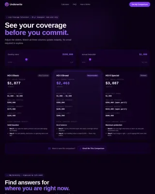 Insurance Agency Specialist Cost Calculator Website Template