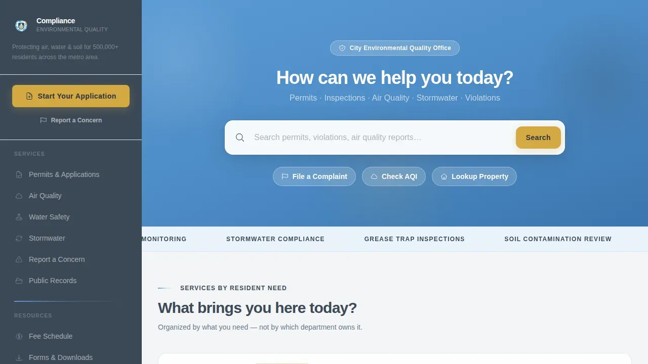 Authoritative Environmental Oversight Landing Page Template
