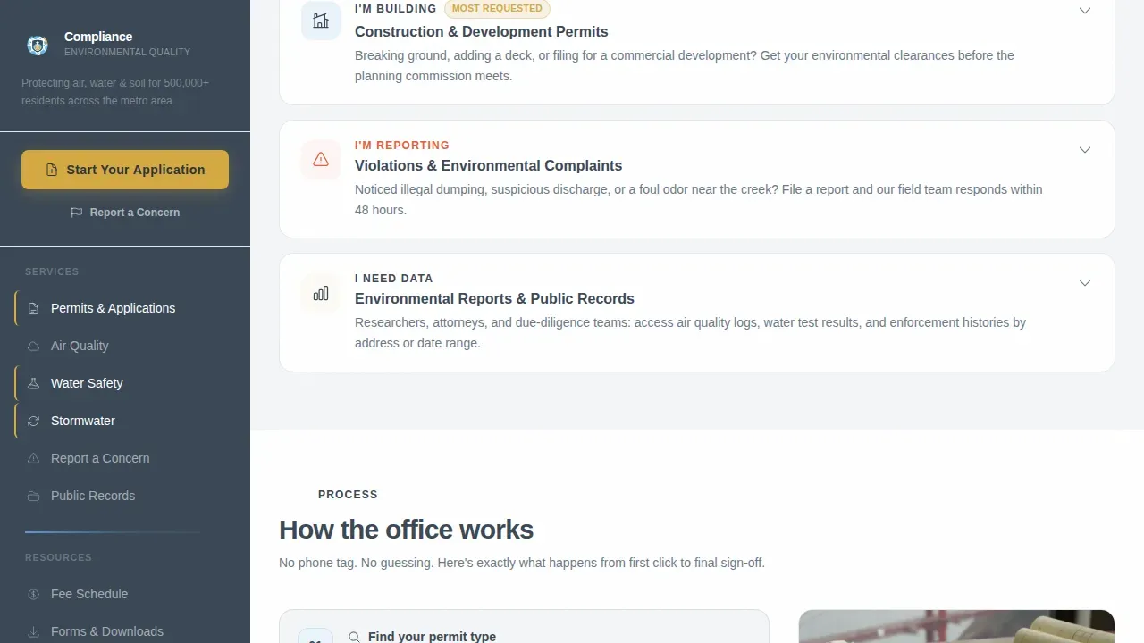 Authoritative Environmental Oversight Landing Page Template