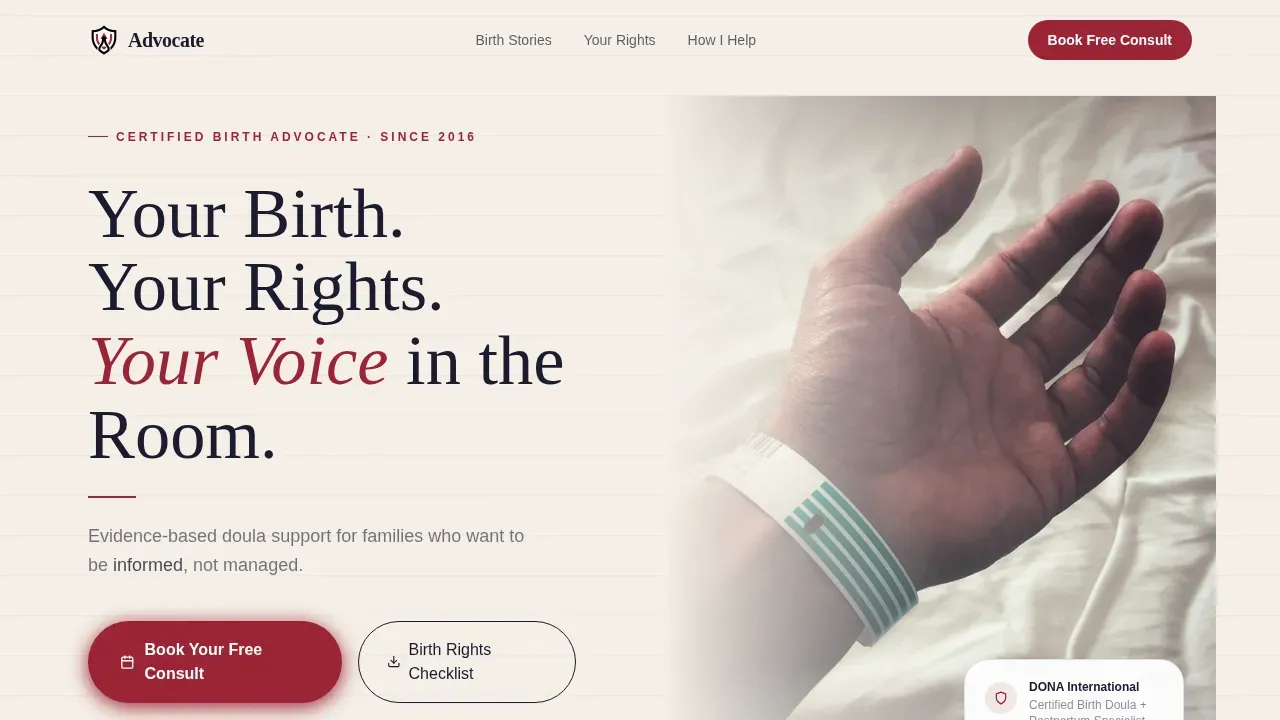 Transformative Birth Support Landing Page Template