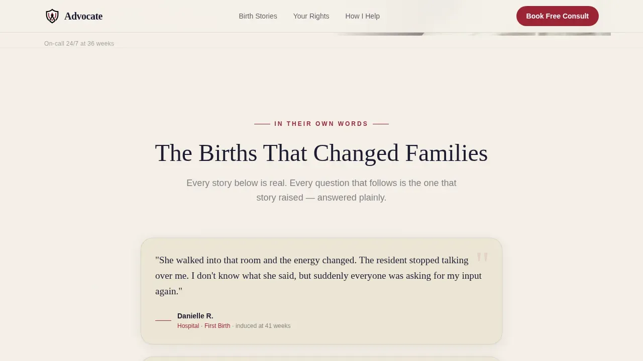 Transformative Birth Support Landing Page Template