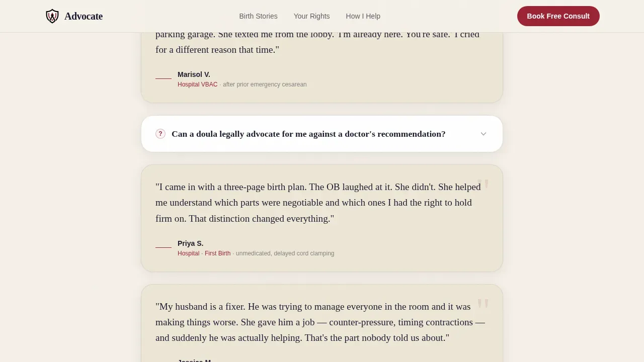 Transformative Birth Support Landing Page Template