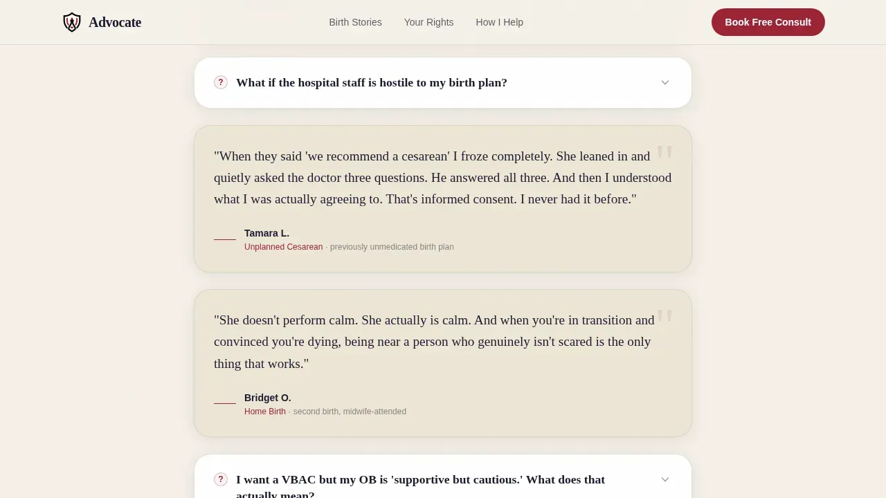 Transformative Birth Support Landing Page Template