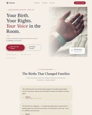 Transformative Birth Support Landing Page Template