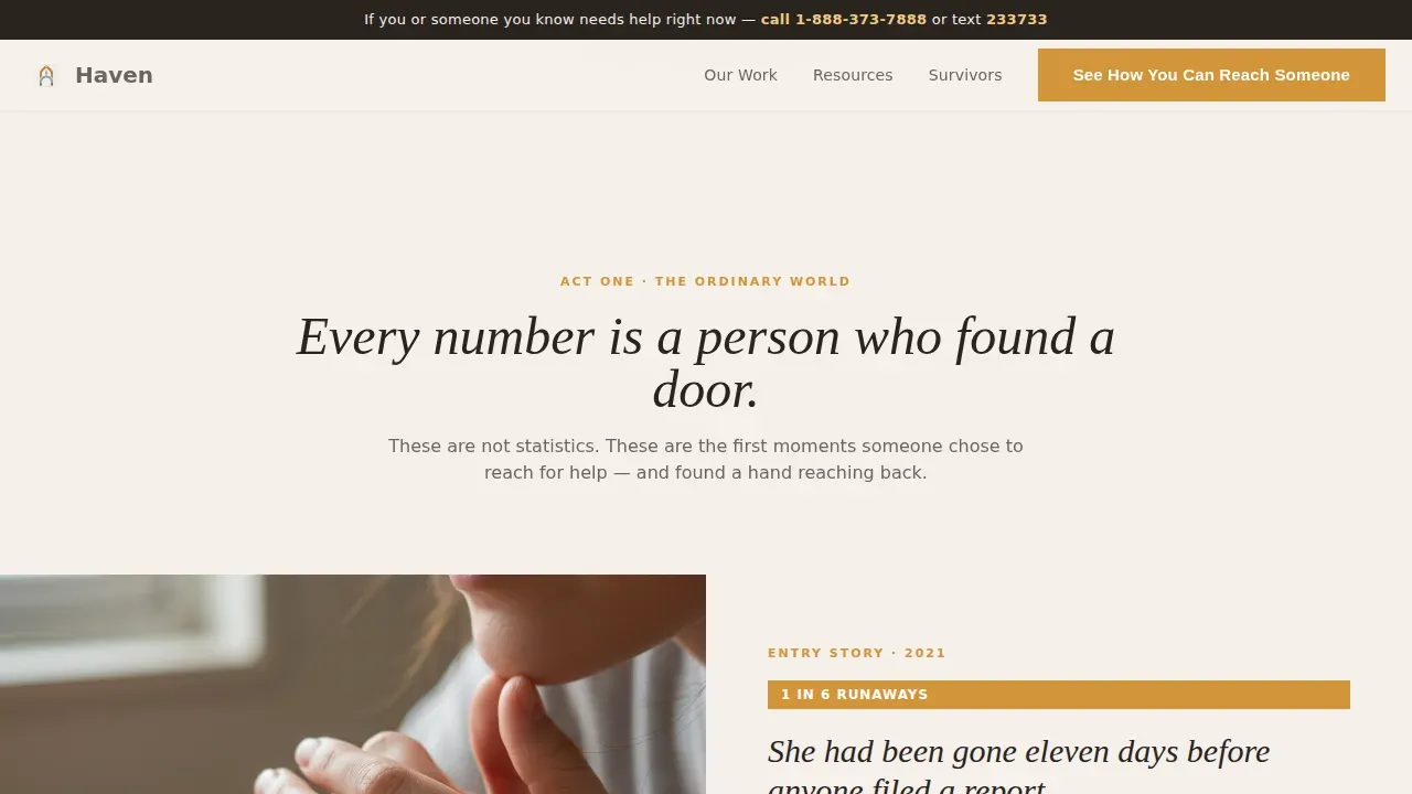 Anti-Trafficking Mutual Aid Network Landing Page Template
