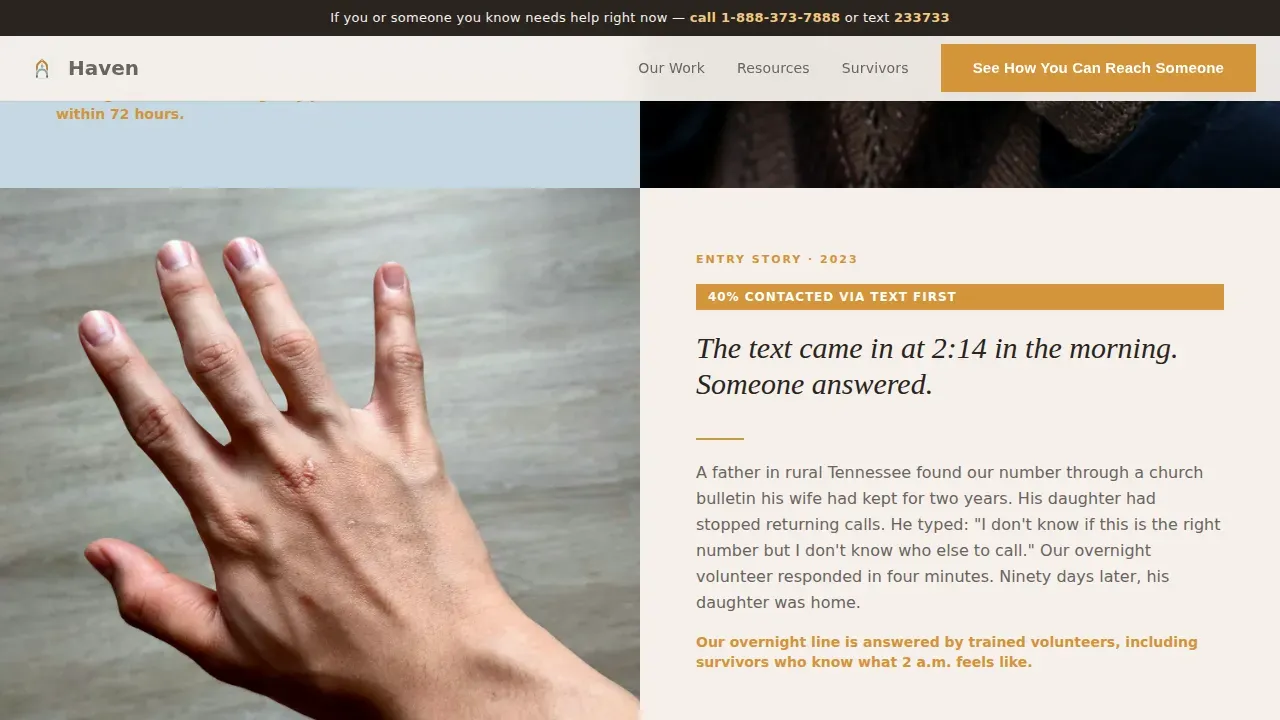 Anti-Trafficking Mutual Aid Network Landing Page Template