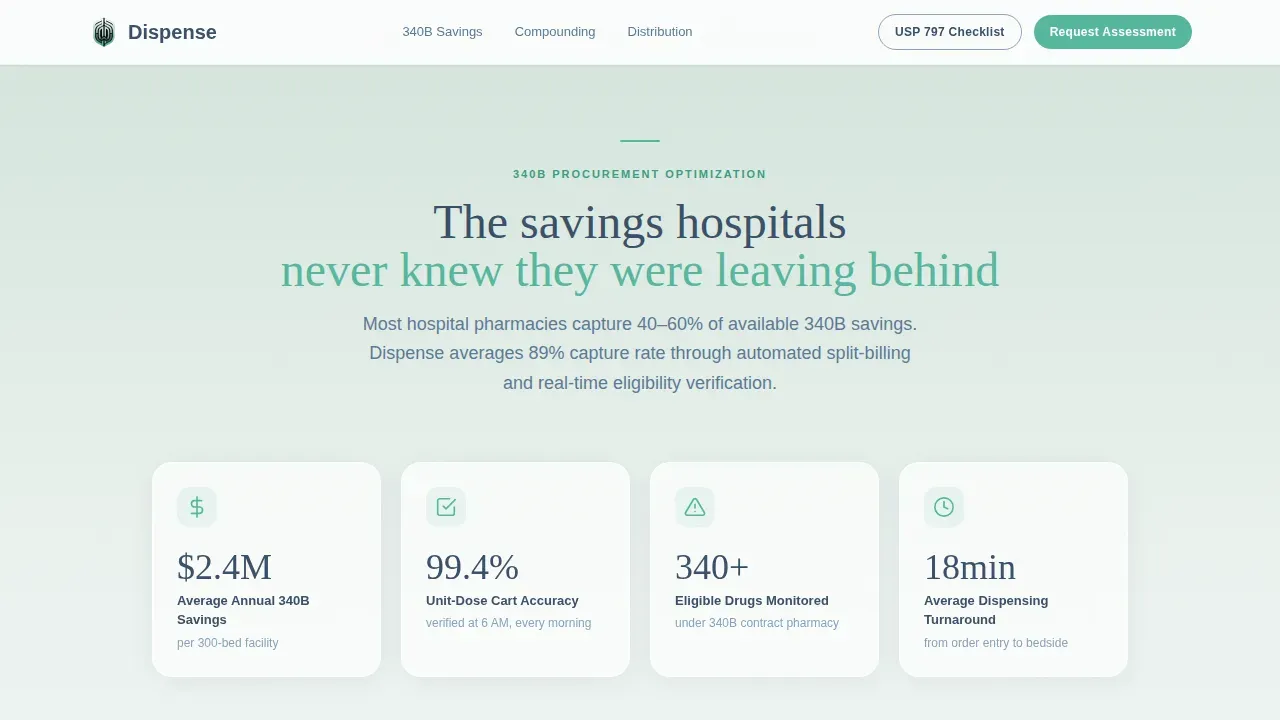 Hospital Pharmacy Compliance Landing Page Template