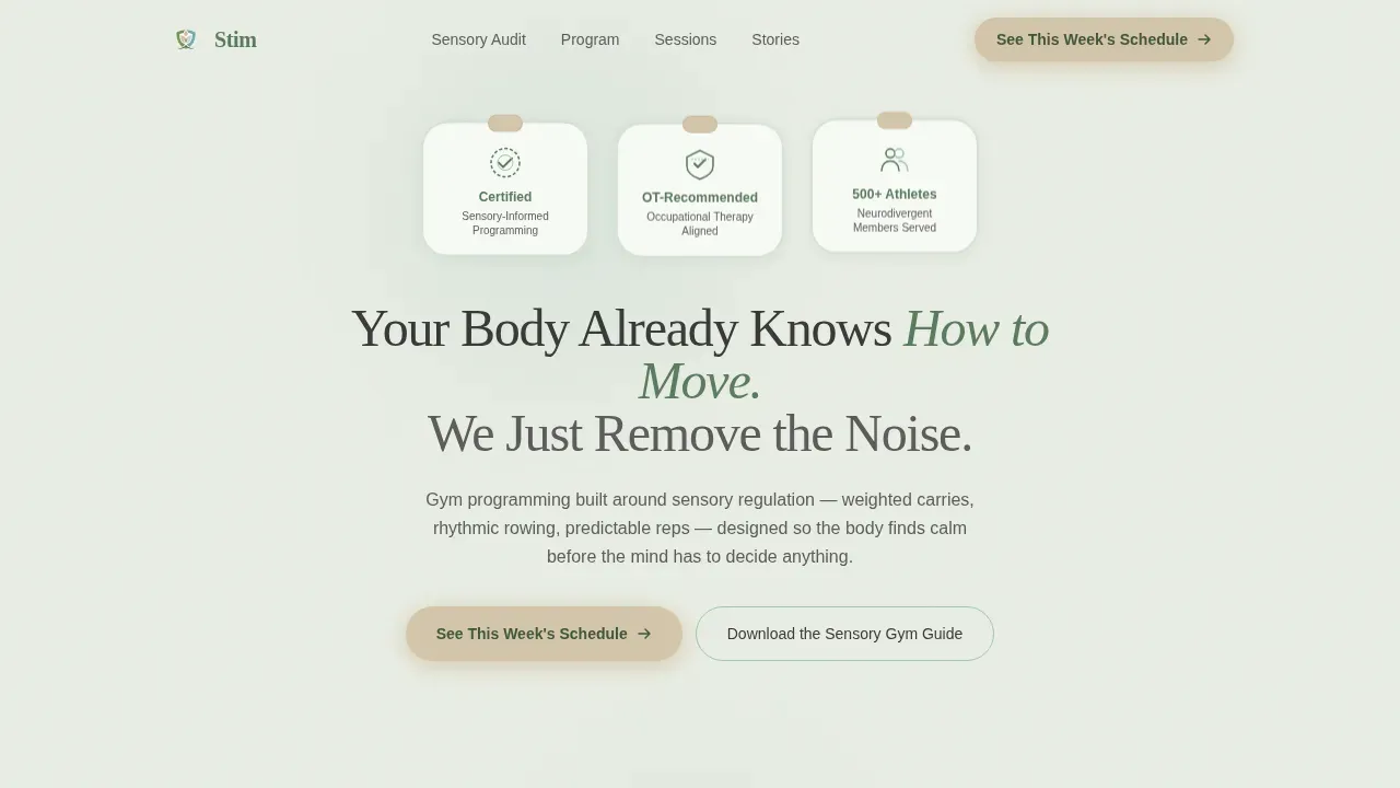Sensory-Safe Autism Spectrum Exercise Landing Page Template