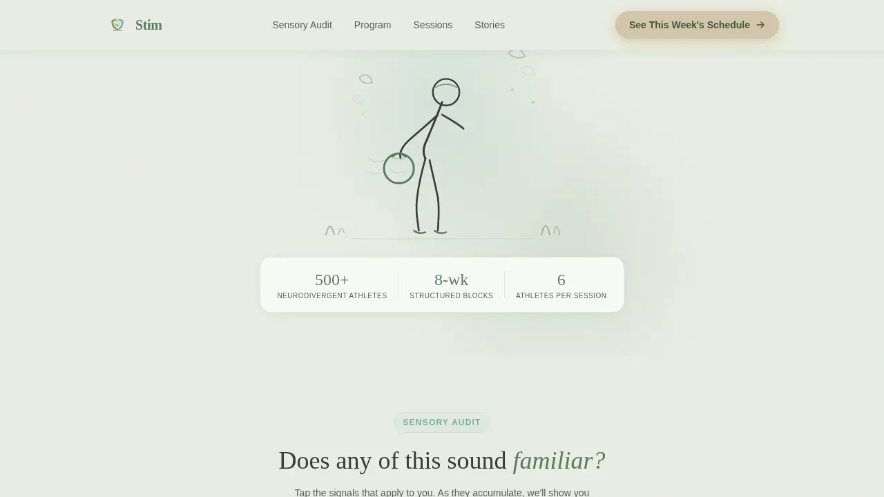 Sensory-Safe Autism Spectrum Exercise Landing Page Template