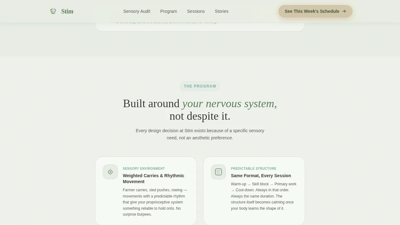Sensory-Safe Autism Spectrum Exercise Landing Page Template