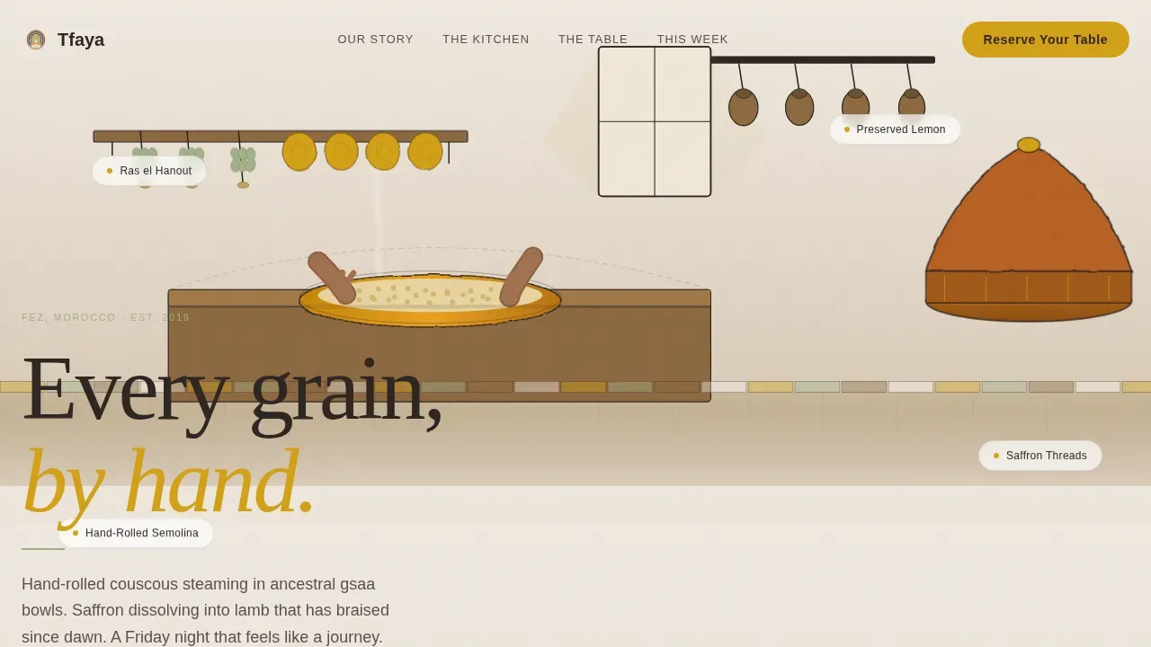 Moroccan Couscous Restaurant Landing Page Template