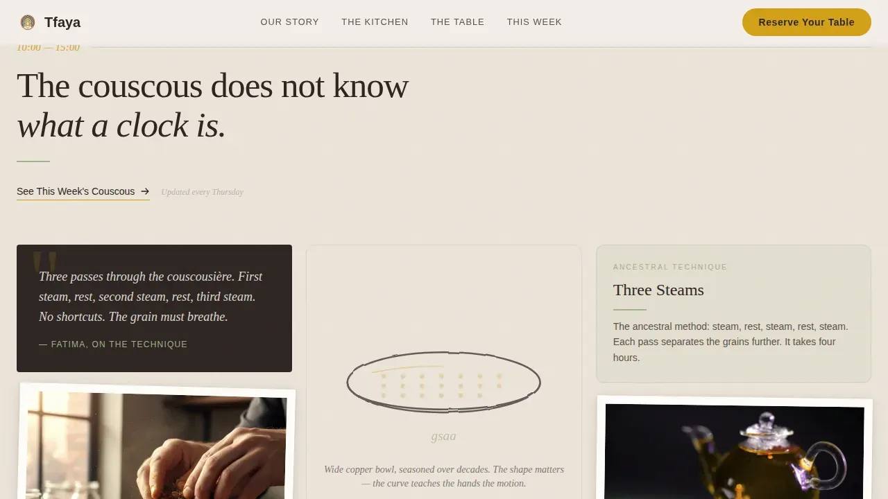 Moroccan Couscous Restaurant Landing Page Template