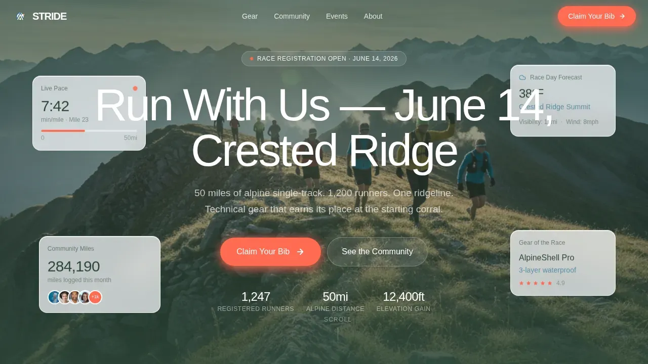Dynamic Motion Running Apparel Landing Page Template