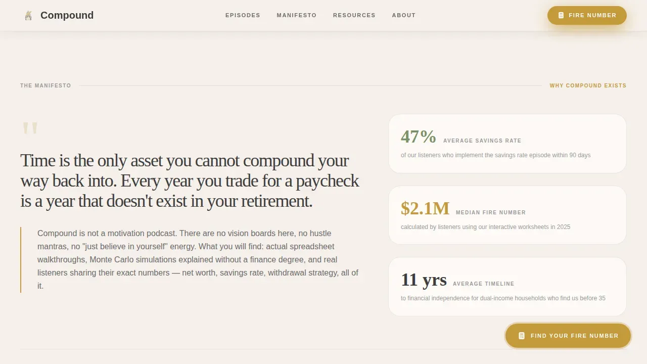 Early Retirement FIRE Podcast Landing Page Template
