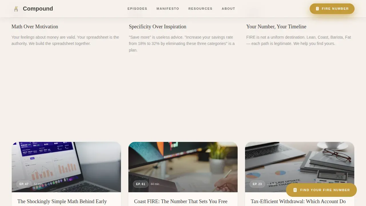 Early Retirement FIRE Podcast Landing Page Template
