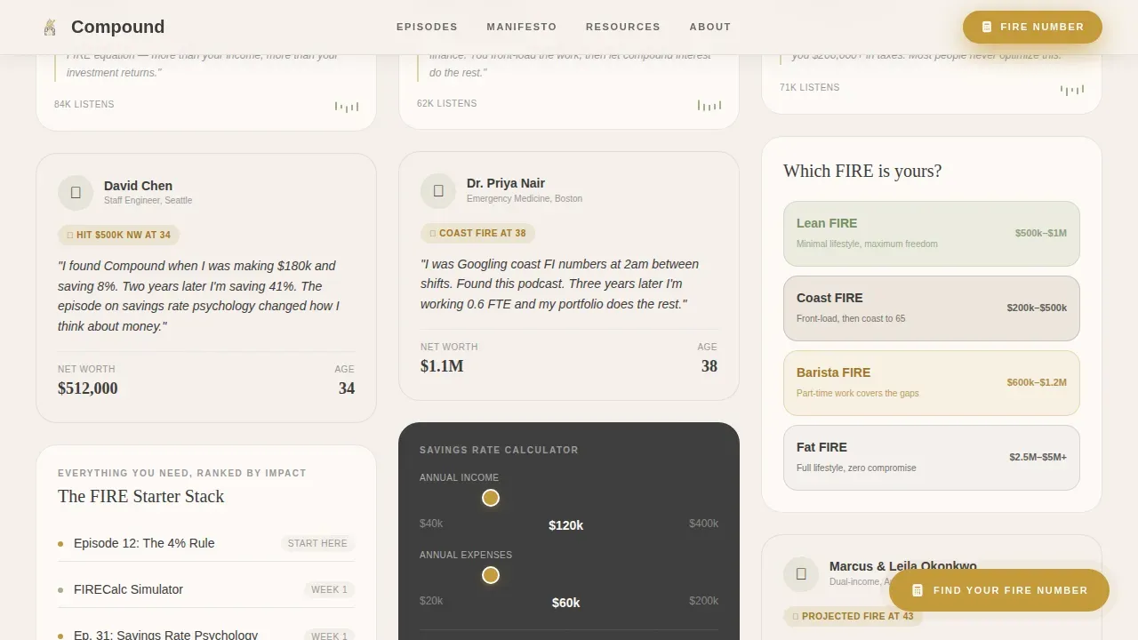 Early Retirement FIRE Podcast Landing Page Template