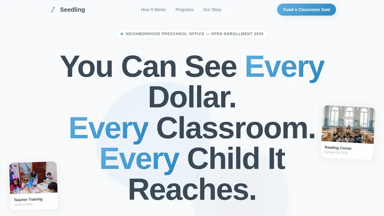 Transparent Funding Early Childhood Education Landing Page