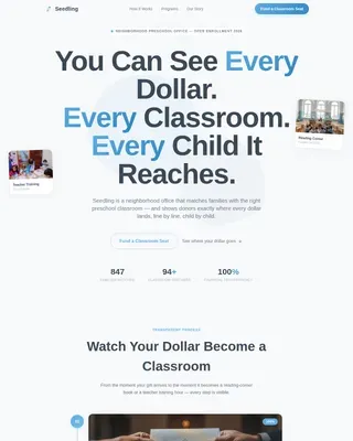 Transparent Funding Early Childhood Education Landing Page