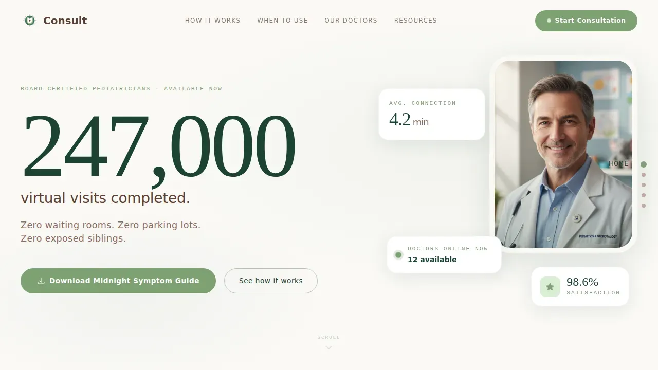 Pediatric Virtual Consultation Landing Page Template