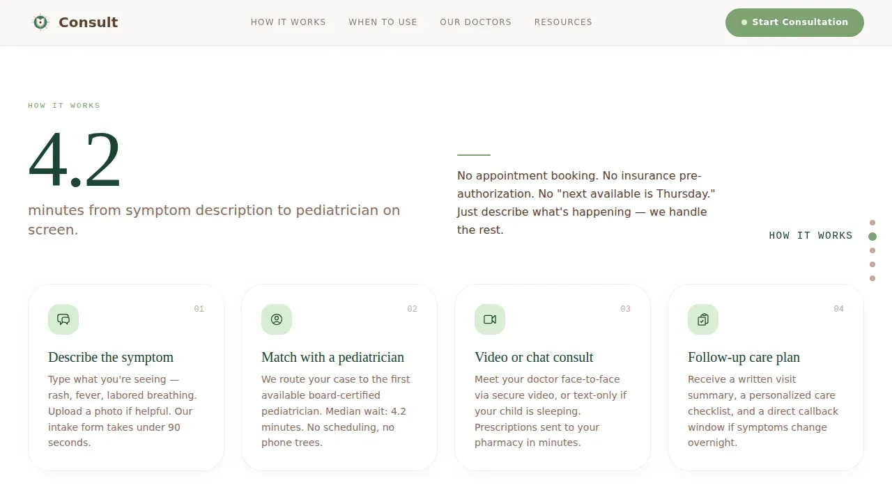 Pediatric Virtual Consultation Landing Page Template
