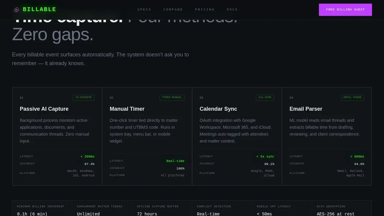 Data Command Legal Billing Landing Page Template