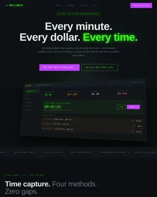 Data Command Legal Billing Landing Page Template