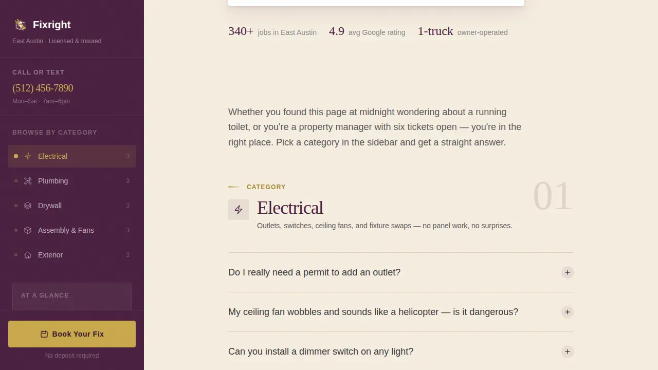 Trusted Handyman Booking | Free Website Template | Rocket