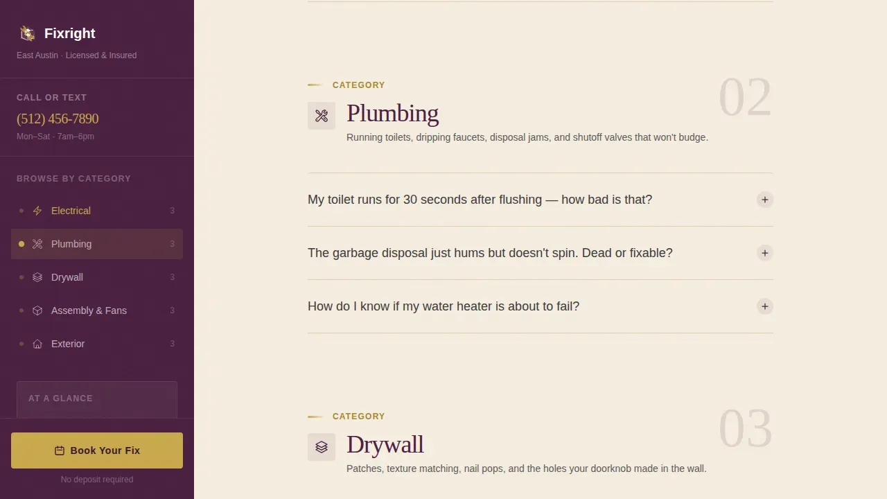 Trusted Handyman Booking | Free Website Template | Rocket