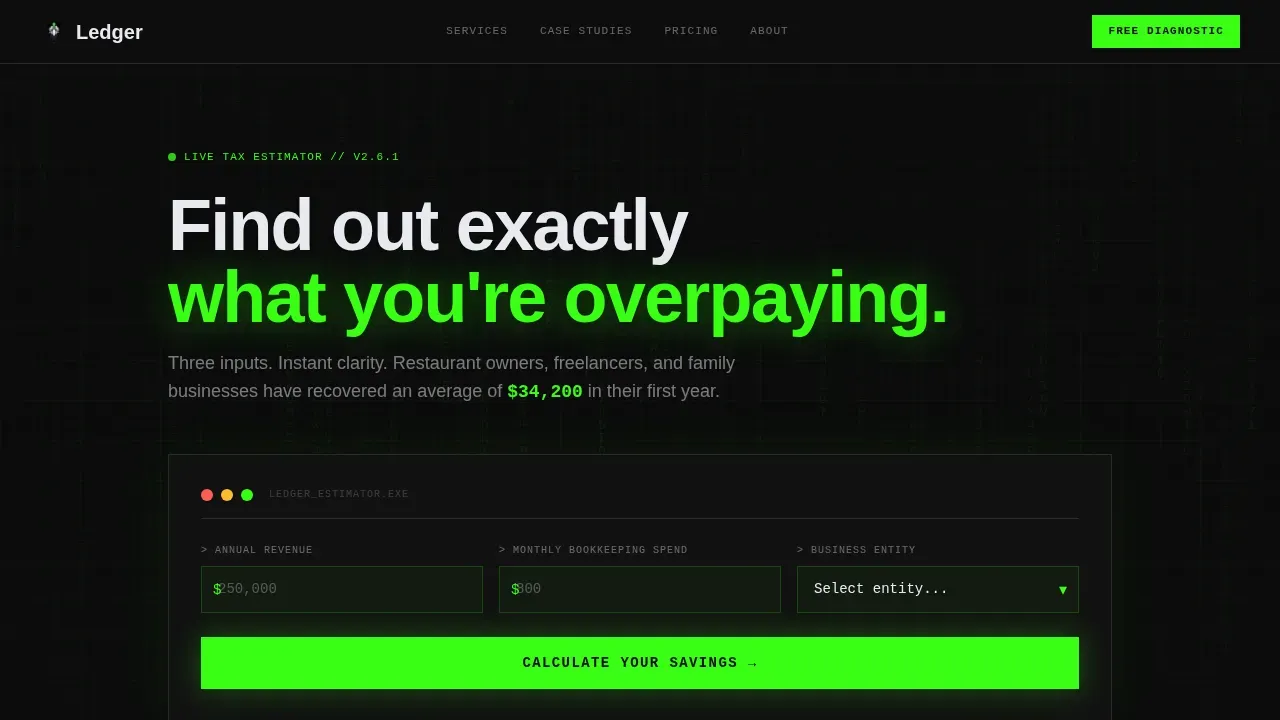 Terminal Precision Accounting Firm Landing Page Template