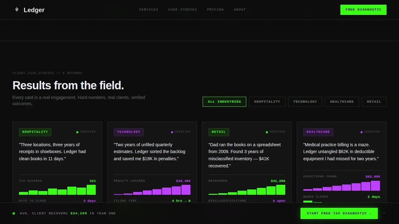 Terminal Precision Accounting Firm Landing Page Template