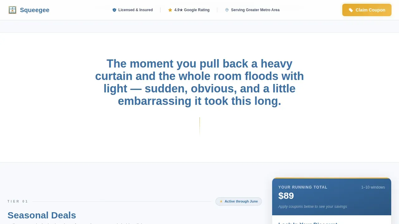 Stats-First Window Cleaner Coupon Landing Page