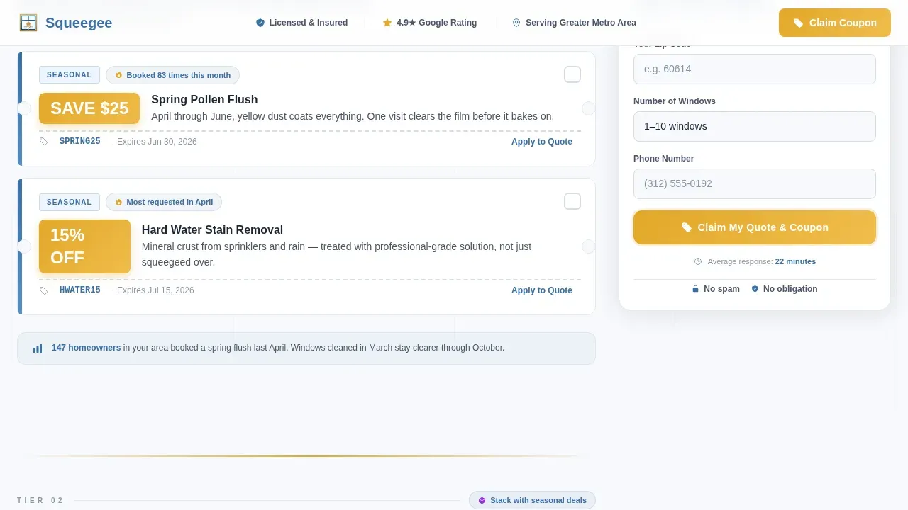 Stats-First Window Cleaner Coupon Landing Page