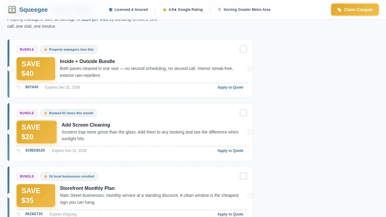 Stats-First Window Cleaner Coupon Landing Page