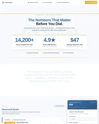 Stats-First Window Cleaner Coupon Landing Page