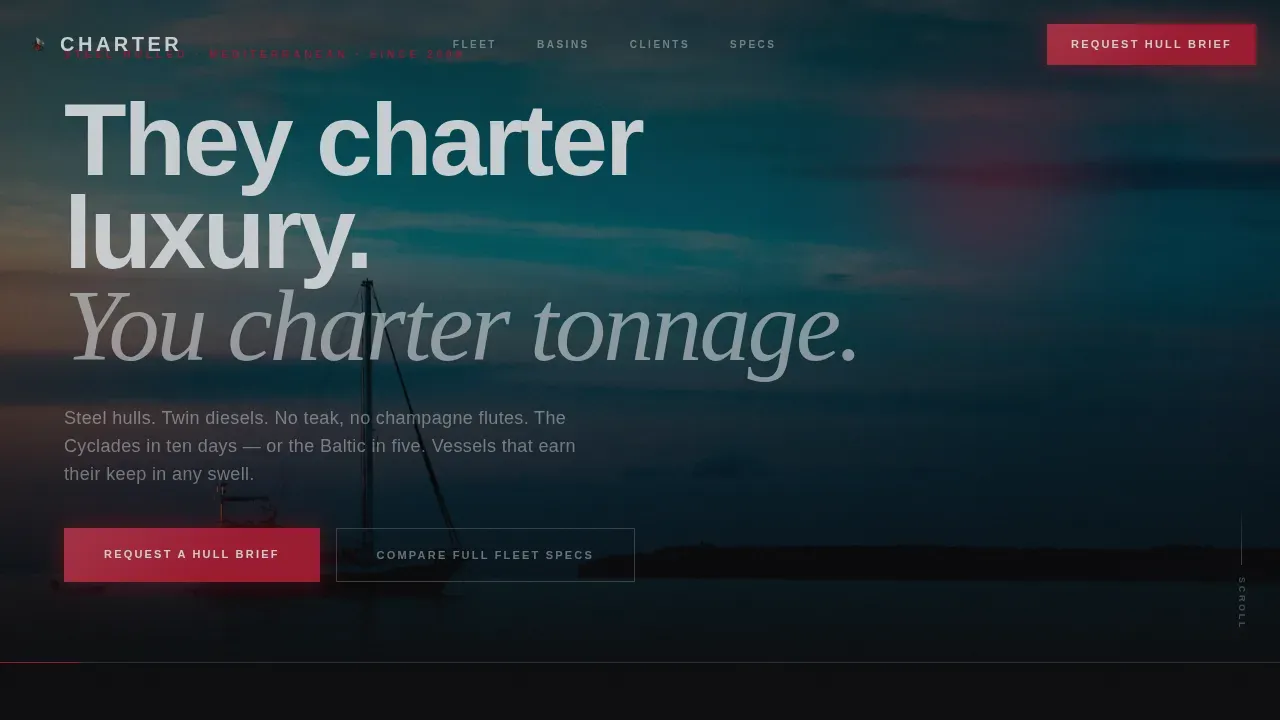 Industrial Raw Yacht Charter Landing Page Template