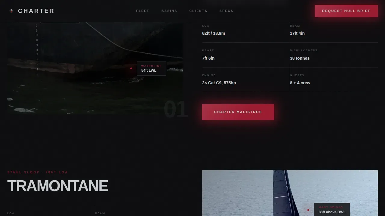 Industrial Raw Yacht Charter Landing Page Template