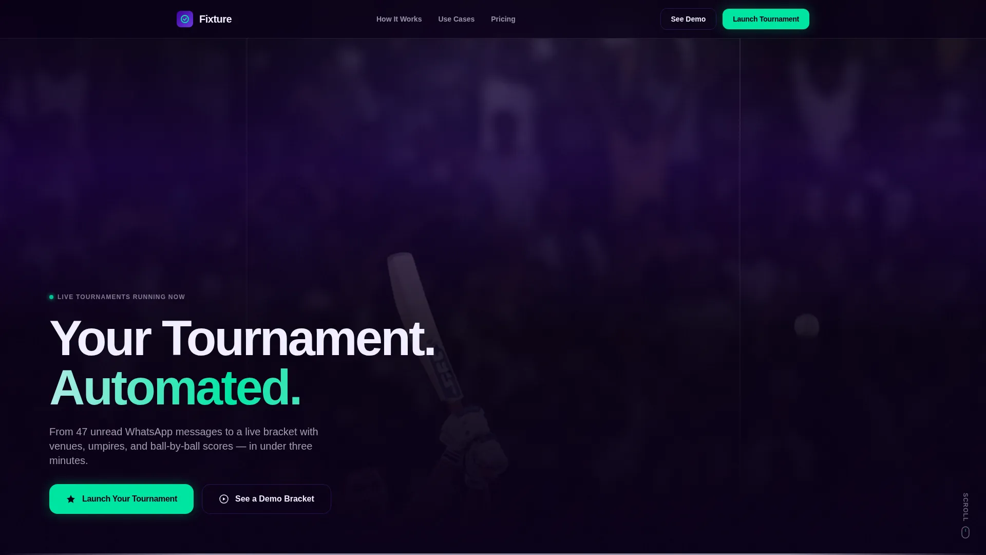 Automated Cricket Tournament Landing Page Template
