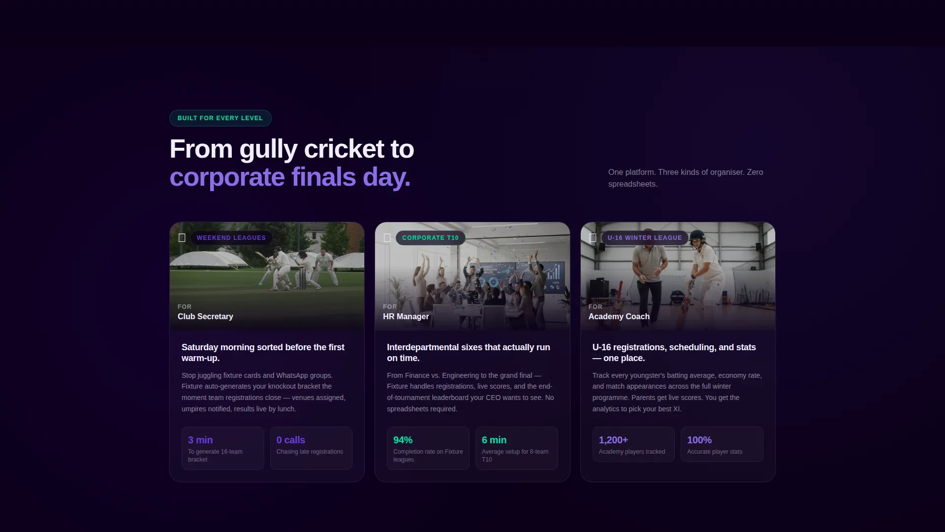 Automated Cricket Tournament Landing Page Template