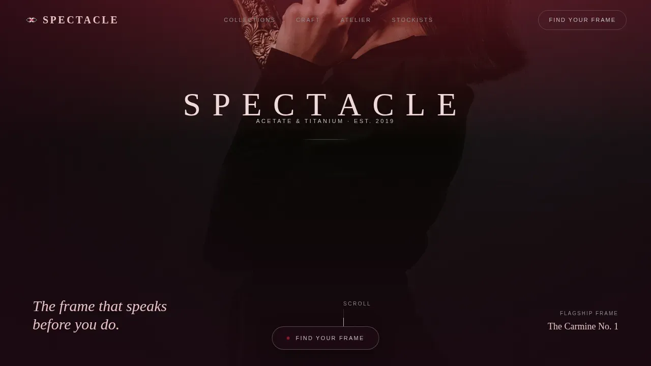 Luxury Boutique Eyewear Brand Landing Page Template
