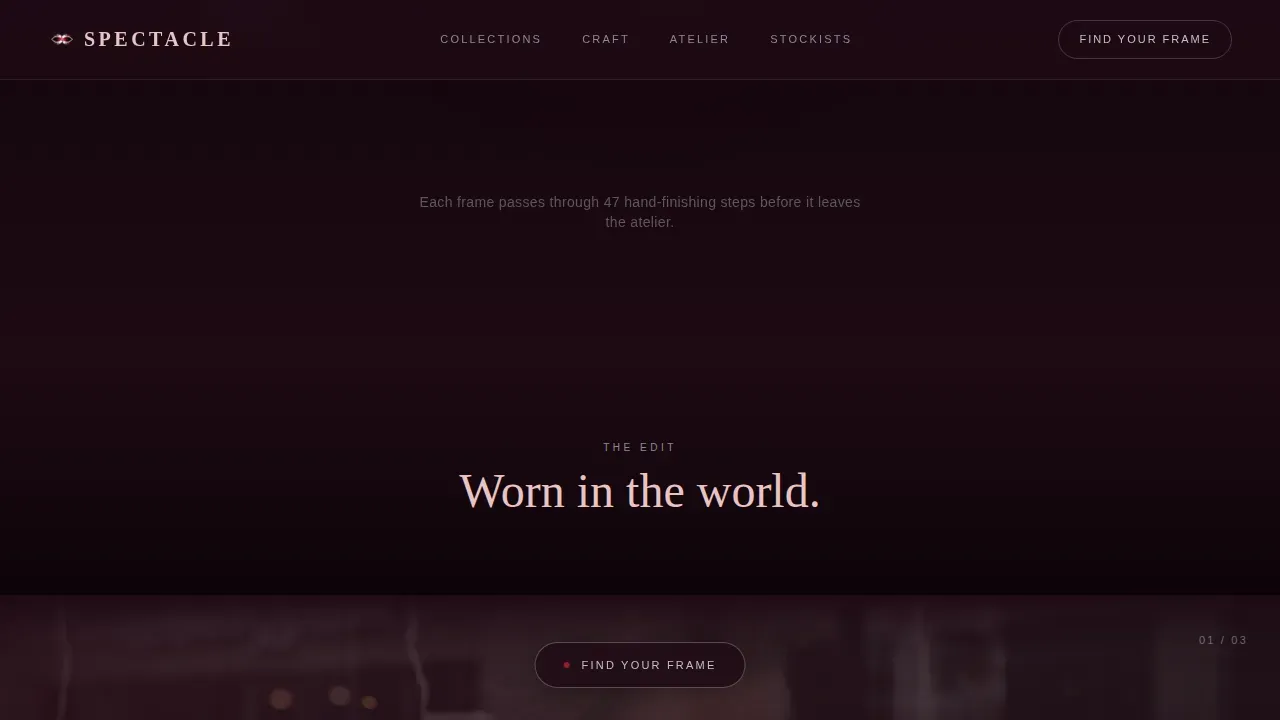 Luxury Boutique Eyewear Brand Landing Page Template