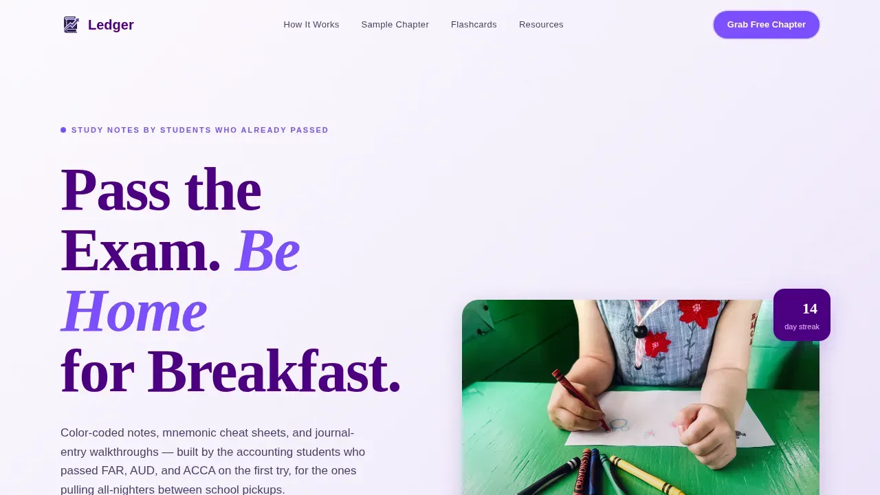 Family First Accounting Study Guide Landing Page Template