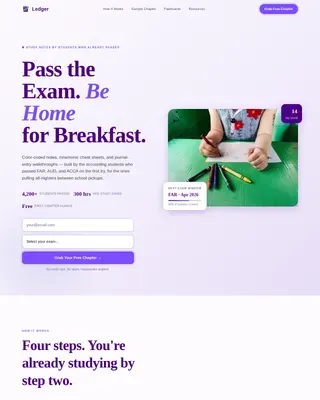 Family First Accounting Study Guide Landing Page Template