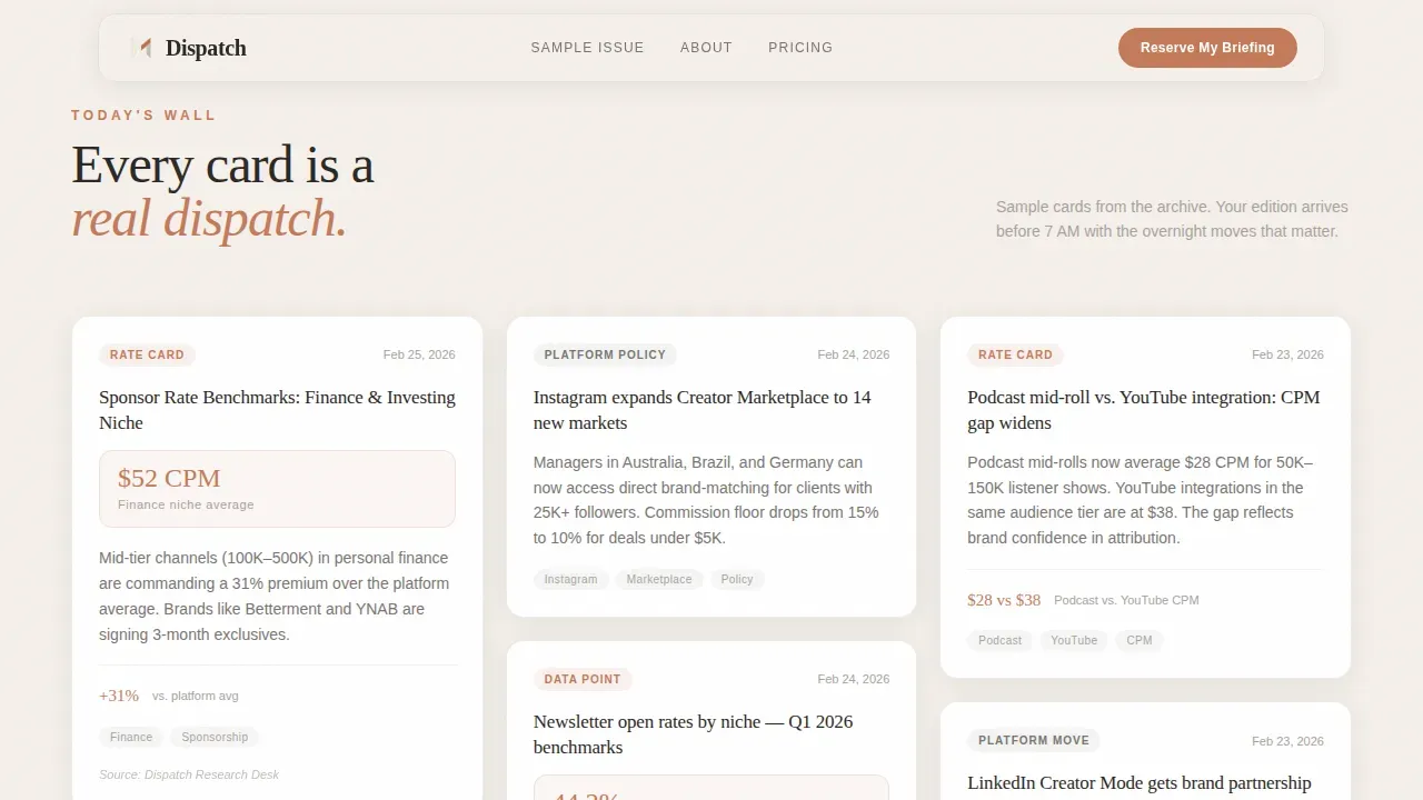 Creator Economy Newsletter Landing Page Template