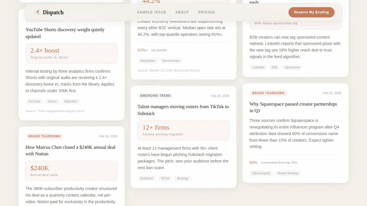 Creator Economy Newsletter Landing Page Template