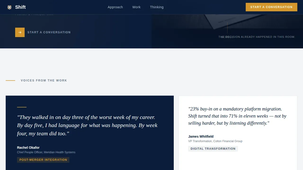 Advanced Consulting & Advisory Reviews & Social Proof Website Template